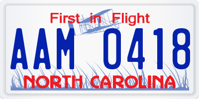 NC license plate AAM0418