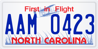 NC license plate AAM0423