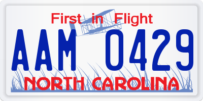 NC license plate AAM0429