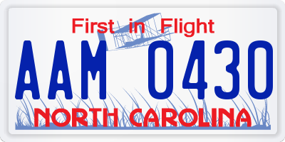 NC license plate AAM0430