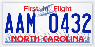 NC license plate AAM0432