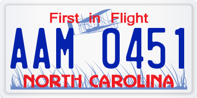 NC license plate AAM0451