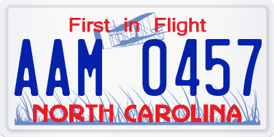 NC license plate AAM0457
