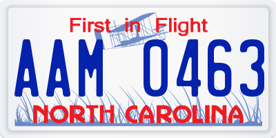 NC license plate AAM0463