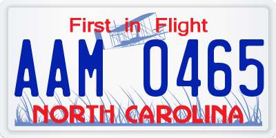 NC license plate AAM0465