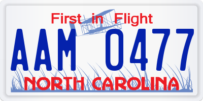 NC license plate AAM0477