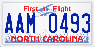 NC license plate AAM0493