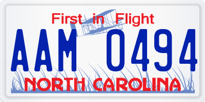 NC license plate AAM0494