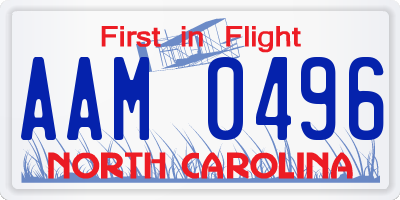 NC license plate AAM0496