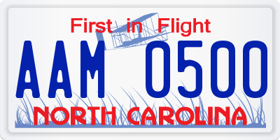 NC license plate AAM0500