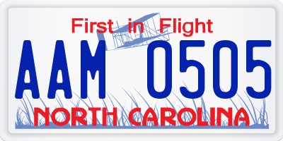 NC license plate AAM0505