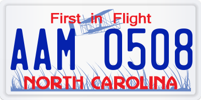 NC license plate AAM0508