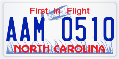 NC license plate AAM0510