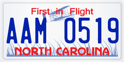 NC license plate AAM0519