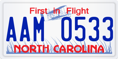 NC license plate AAM0533