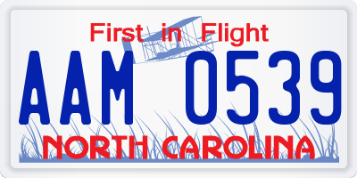 NC license plate AAM0539