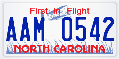 NC license plate AAM0542