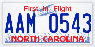 NC license plate AAM0543