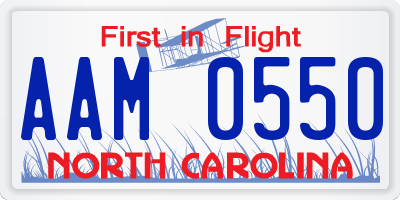 NC license plate AAM0550