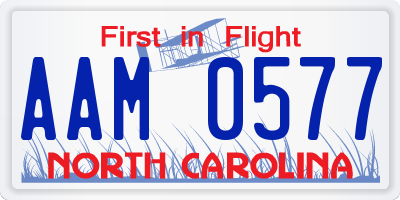 NC license plate AAM0577