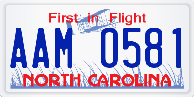 NC license plate AAM0581