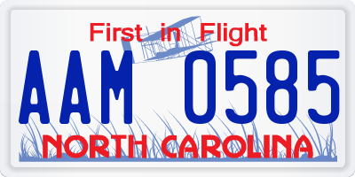 NC license plate AAM0585
