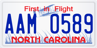 NC license plate AAM0589