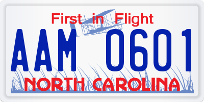 NC license plate AAM0601