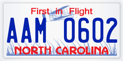 NC license plate AAM0602