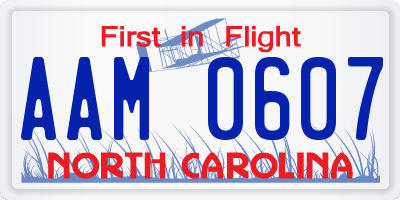 NC license plate AAM0607