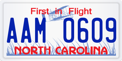 NC license plate AAM0609