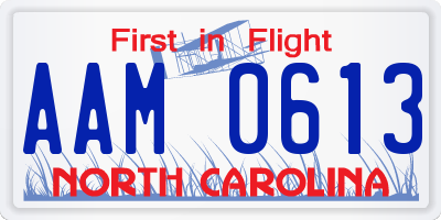 NC license plate AAM0613