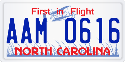 NC license plate AAM0616