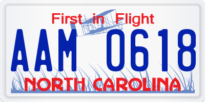 NC license plate AAM0618