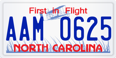 NC license plate AAM0625