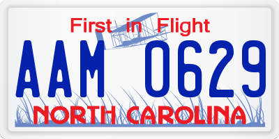 NC license plate AAM0629