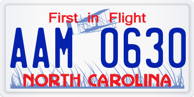 NC license plate AAM0630