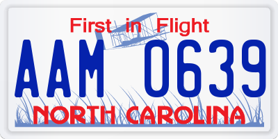 NC license plate AAM0639