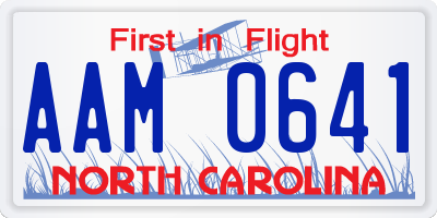 NC license plate AAM0641