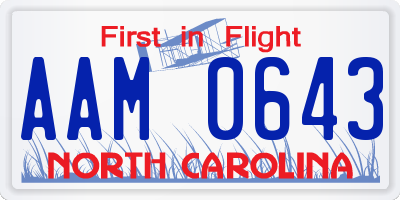 NC license plate AAM0643