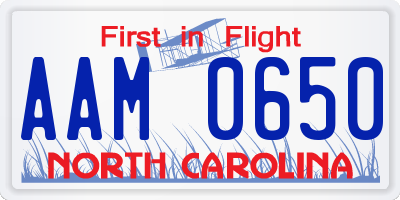 NC license plate AAM0650