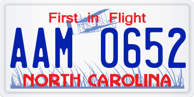 NC license plate AAM0652