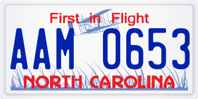 NC license plate AAM0653