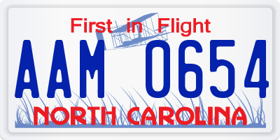 NC license plate AAM0654