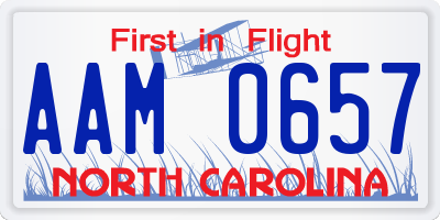 NC license plate AAM0657