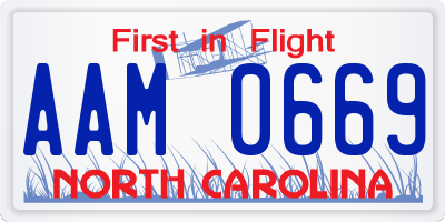 NC license plate AAM0669