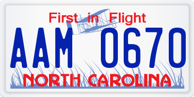 NC license plate AAM0670