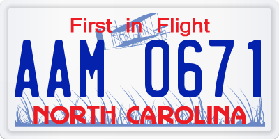 NC license plate AAM0671