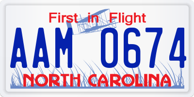 NC license plate AAM0674