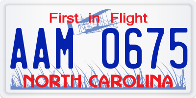 NC license plate AAM0675